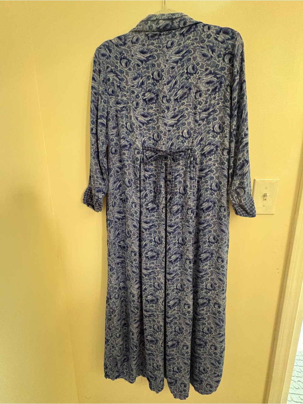 Vintage 90s April Cornell Province Indigo Floral Rayon Maxi Dress S prairie cttg - Picture 4 of 11